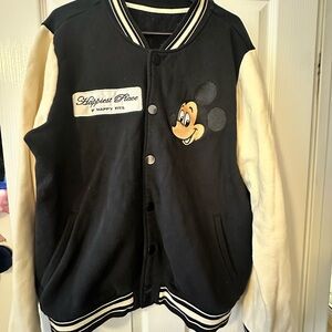 Mickey Unisex Black and Cream Varsity Jacket